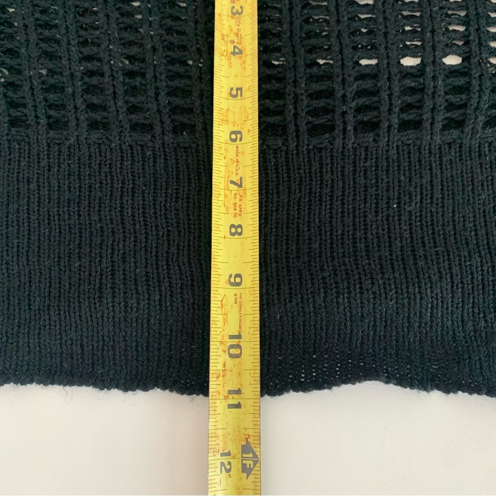 Hot Topic Black Open Knit Cropped Sweater Medium Long Sleeve Grunge Aesthetic - Picture 11 of 12